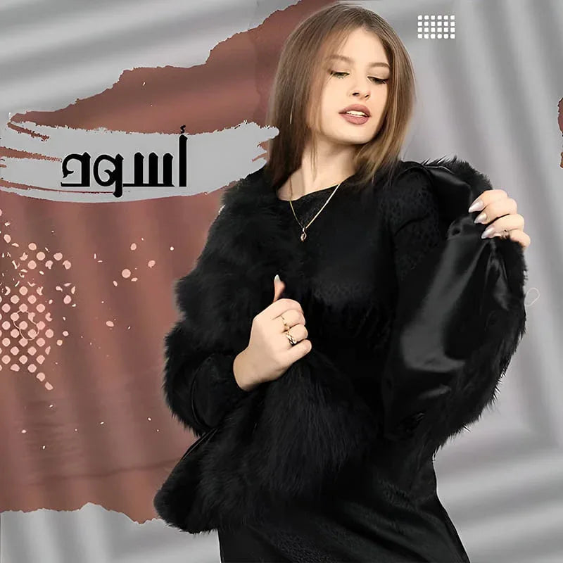 شال فورير أبيض فاخر — إكسسوار شتوي نسائي راقٍ من Lara Store مصر
