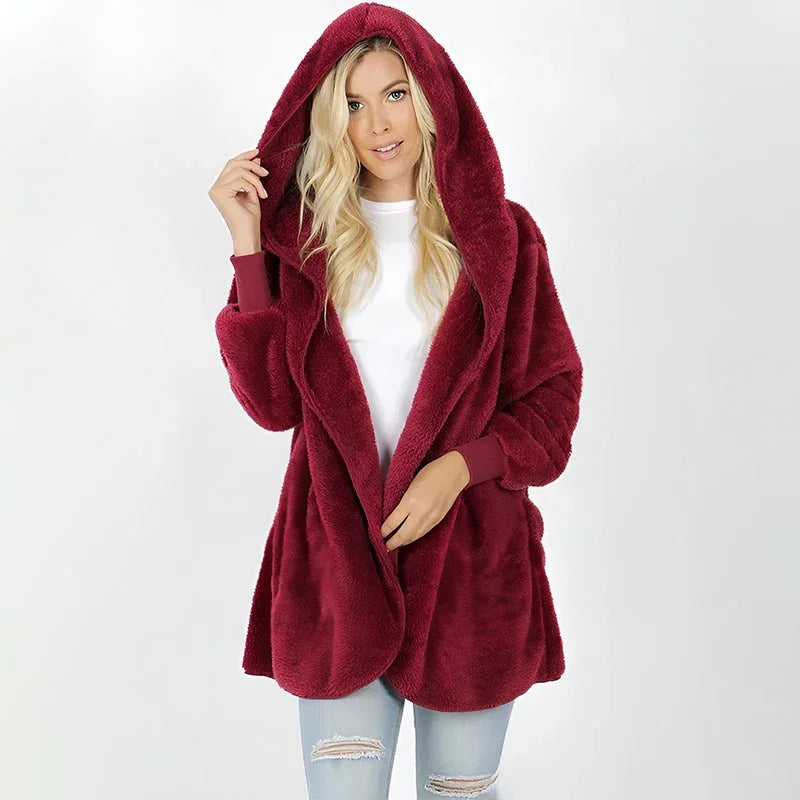 جاكيت فرو نسائي ساده لون موكا دافئ — ملابس شتوية نسائية من Lara Store مصر