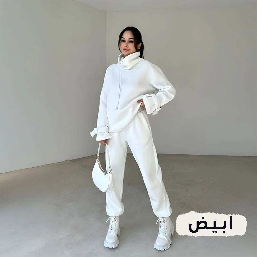 Winter Set أبيض — طقم شتوي نسائي ناعم ومريح مصر