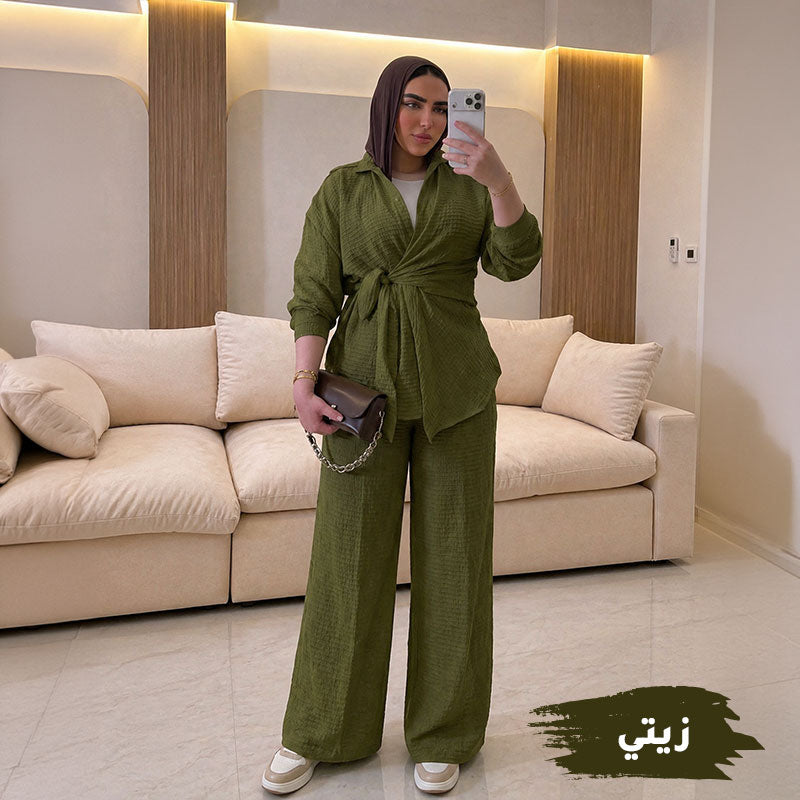 سوت جومانة بني — طقم نسائي فاخر لون بني ناعم مصر